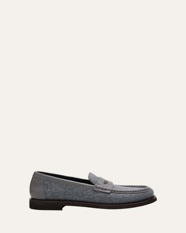 Wool Monili Leather Penny Loafers
